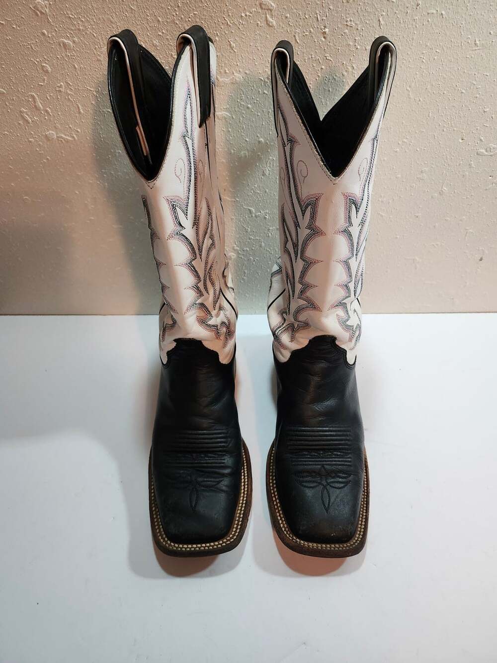 Justin Black and White Western Cowgirl Boots BRL313